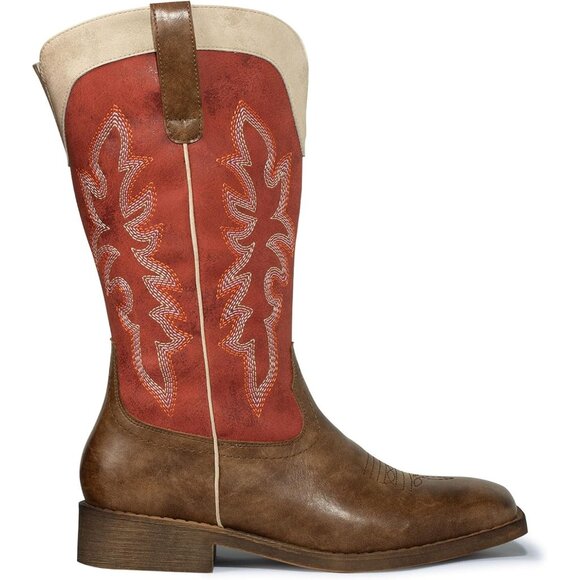 Cowboy Boots For Women Square Toe Wide Calf Cowgirl Boots Ladies Western Boots - Picture 4 of 8